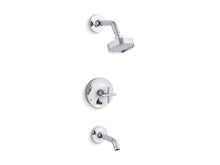 Load image into Gallery viewer, KOHLER K-T14420-3 Purist Rite-Temp bath and shower trim with cross handle and 2.5 gpm showerhead
