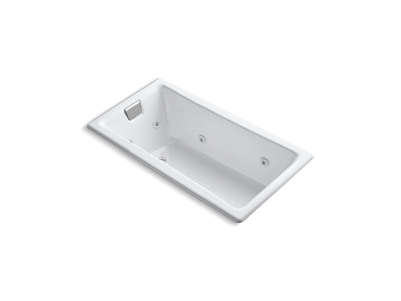 KOHLER K-852-HB-0 Tea-for-Two 60" x 32" drop-in whirlpool with reversible drain, custom pump location and heater without trim