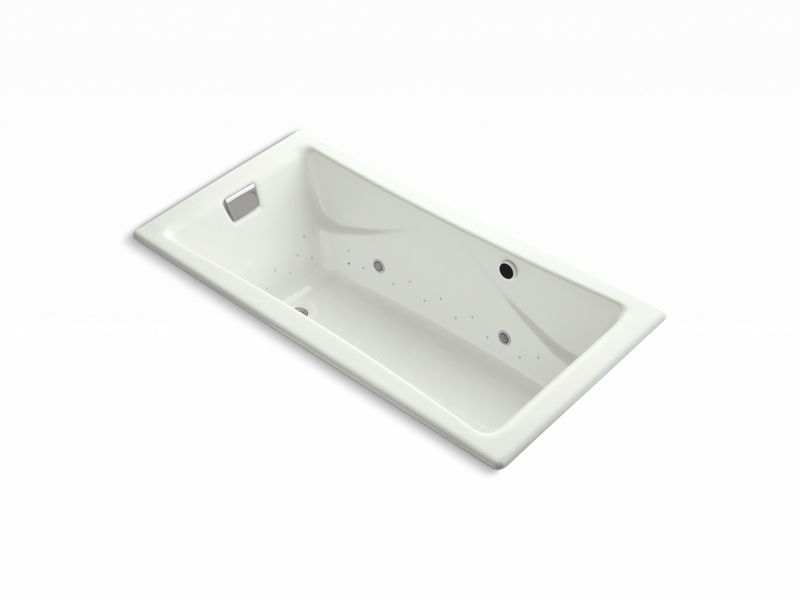 KOHLER K-865-GCNY-NY Tea-for-Two 72" x 36" drop-in BubbleMassage air bath with Dune airjet finish and chromotherapy