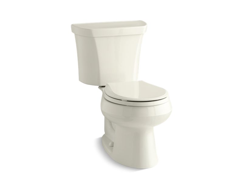 KOHLER 3987-RA-96 Wellworth Two-Piece Round-Front Dual-Flush Toilet With Right-Hand Trip Lever in Biscuit