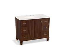 Load image into Gallery viewer, KOHLER K-99563-LG-1WE Damask 42&amp;quot; bathroom vanity cabinet with furniture legs, 1 door and 6 drawers
