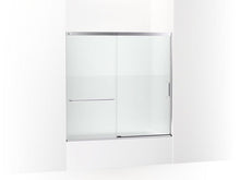 Load image into Gallery viewer, KOHLER K-707618-8G81 Elate Sliding bath door, 56-3/4&amp;quot; H x 56-1/4 - 59-5/8&amp;quot; W with heavy 5/16&amp;quot; thick Crystal Clear glass with privacy band
