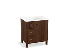 Load image into Gallery viewer, KOHLER K-99504-LGL-1WE Jacquard 30&amp;quot; bathroom vanity cabinet with furniture legs, 1 door and 3 drawers on left
