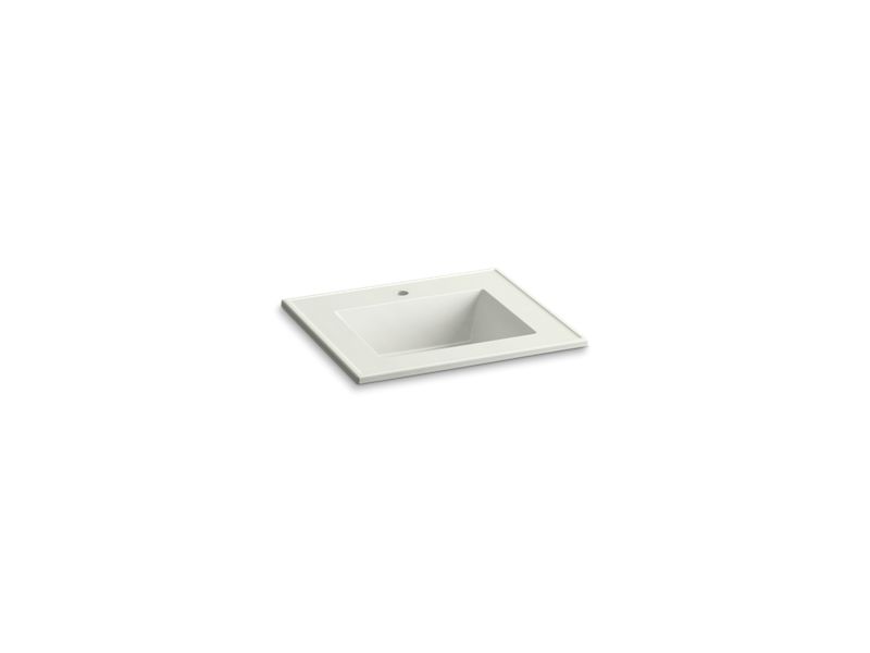 KOHLER K-2777-1-G82 Ceramic/Impressions 25" rectangular vanity-top bathroom sink with single faucet hole