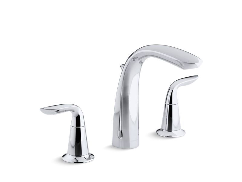 KOHLER T5324-4-CP Refinia Bath Faucet Trim With High-Arch Diverter Spout And Lever Handles, Valve Not Included in Polished Chrome