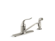 Load image into Gallery viewer, KOHLER 15172-F-BN Coralais Three-Hole Kitchen Sink Faucet With 8-1/2&amp;quot; Spout, Matching Finish Sidespray And Lever Handle in Vibrant Brushed Nickel
