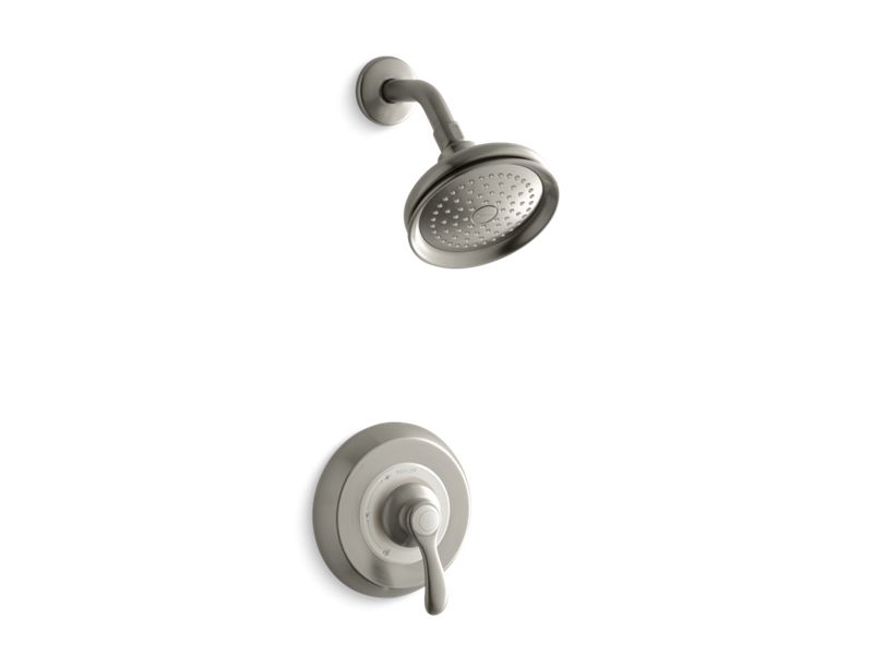 KOHLER Fairfax Rite-Temp(R) Shower Valve Trim With Lever Handle And 2.5 Gpm Showerhead in Vibrant Brushed Nickel