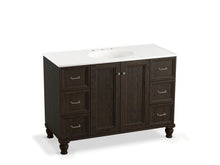 Load image into Gallery viewer, KOHLER K-99522-LGSD-1WC Damask 48&amp;quot; bathroom vanity cabinet with furniture legs, 2 doors and 6 drawers, split top drawers

