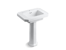 Load image into Gallery viewer, KOHLER 2322-1-0 Kathryn Pedestal Bathroom Sink With Single Faucet Hole in White
