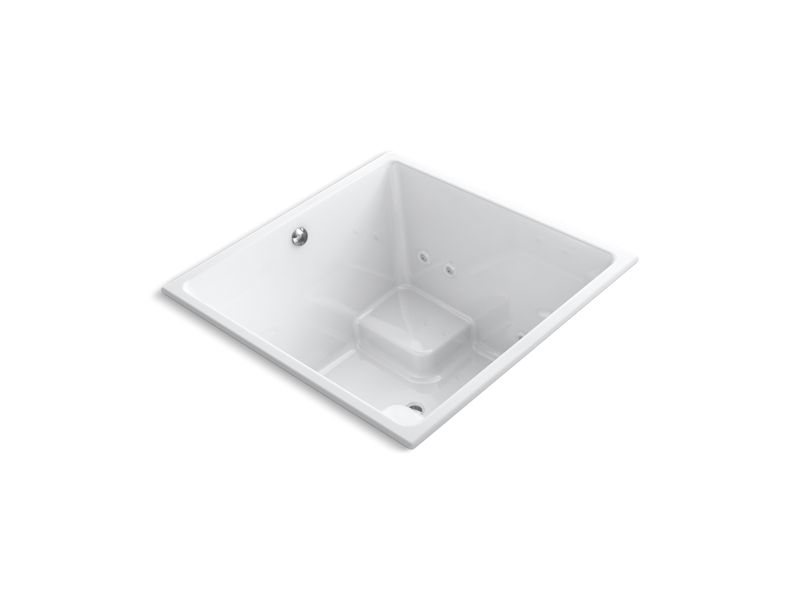 KOHLER 1969-JH-0 Underscore Cube 48" X 48" Heated Whirlpool Bath With Center Drain in White