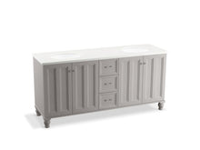 Load image into Gallery viewer, KOHLER K-99525-LG-1WT Damask 72&amp;quot; bathroom vanity cabinet with furniture legs, 4 doors and 3 drawers
