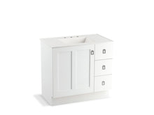 Load image into Gallery viewer, KOHLER K-99533-TKR-1WA Poplin 36&amp;quot; bathroom vanity cabinet with toe kick, 1 door and 3 drawers on right

