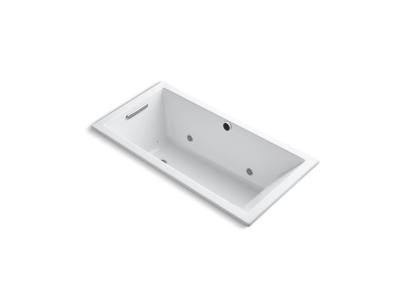 KOHLER K-1167-GCW-0 Underscore Rectangle 60" x 30" drop-in BubbleMassage(TM) Air Bath with Bask heated surface and chromatherapy