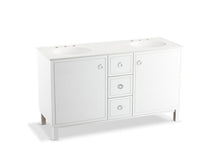 Load image into Gallery viewer, KOHLER K-99511-LGSD-1WA Jacquard 60&amp;quot; bathroom vanity cabinet with furniture legs, 2 doors and 3 drawers, split top drawer
