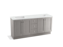 Load image into Gallery viewer, KOHLER K-99538-TKSD-1WT Poplin 72&amp;quot; bathroom vanity cabinet with toe kick, 4 doors and 3 drawers, split top drawer
