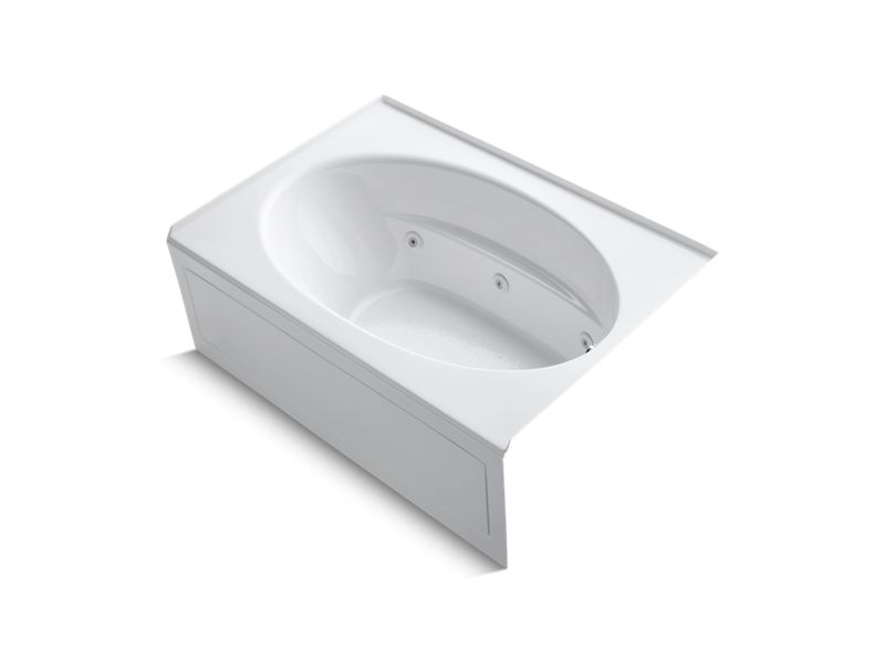 KOHLER K-1112-HR-0 Windward 60" x 42" alcove whirlpool with integral apron, right-hand drain and heater