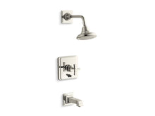 Load image into Gallery viewer, KOHLER K-T13133-3A Pinstripe Pure Rite-Temp pressure-balancing bath and shower faucet trim with cross handle, valve not included
