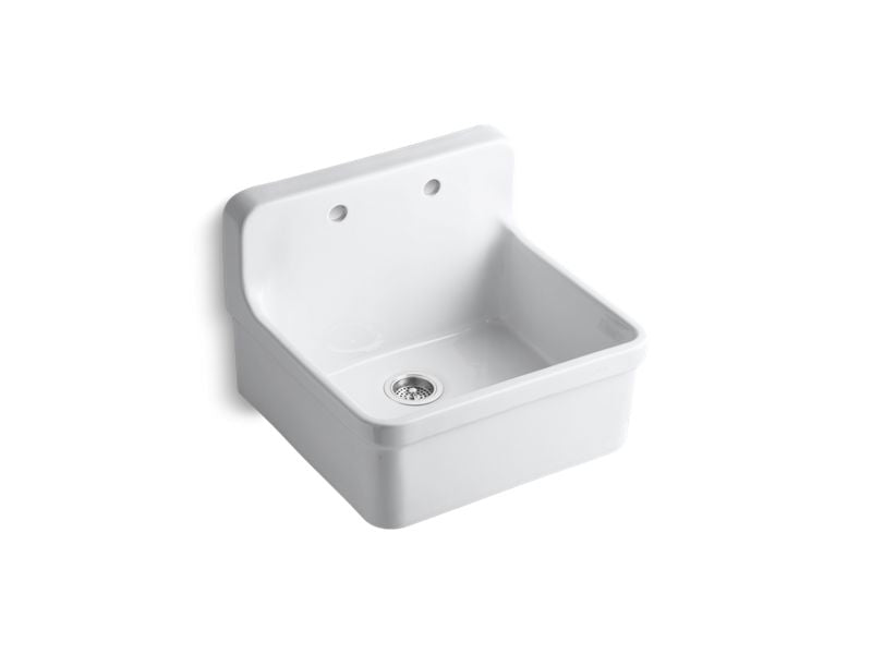 KOHLER 12701-0 Gilford 24" X 22" X 17-1/2" Wall-Mount/Top-Mount Single-Bowl Kitchen Sink in White