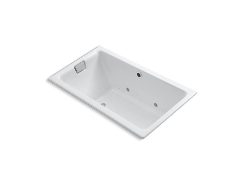 KOHLER K-856-GC0-0 Tea-for-Two 66" x 36" drop-in BubbleMassage air bath with White airjet finish and chromatherapy lights