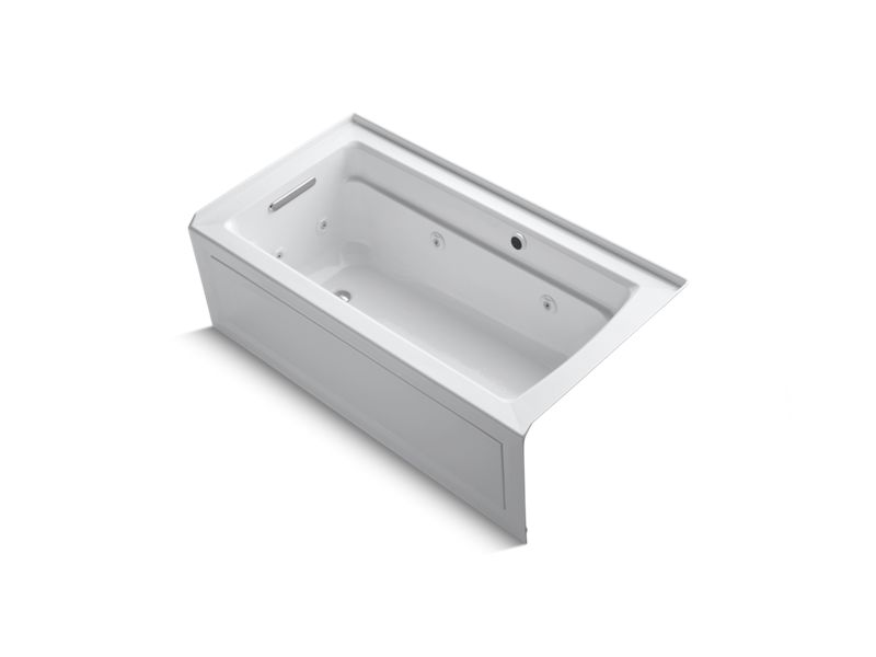 KOHLER K-1122-LAW Archer 60" x 32" alcove whirlpool bath with Bask heated surface, integral apron, integral flange and left-hand drain