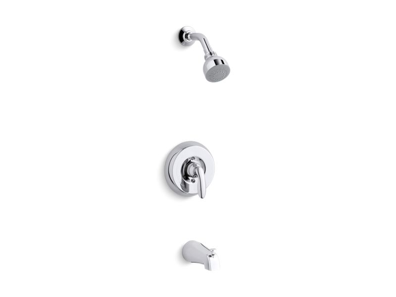 KOHLER K-PS15601-4 Coralais Rite-Temp bath and shower valve trim with lever handle, NPT spout and 2.5 gpm showerhead, project pack