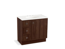 Load image into Gallery viewer, KOHLER K-99507-TKL-1WE Jacquard 36&amp;quot; bathroom vanity cabinet with toe kick, 1 door and 3 drawers on left
