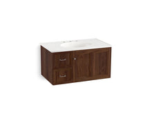 Load image into Gallery viewer, KOHLER K-99520-L-1WE Damask 36&amp;quot; wall-hung bathroom vanity cabinet with 1 door and 2 drawers on left
