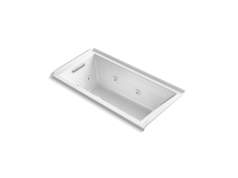 KOHLER K-1167-LH2-0 Underscore Rectangle 60" x 30" alcove whirlpool with integral flange and left-hand drain