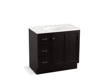 Load image into Gallery viewer, KOHLER K-99520-TKL-1WU Damask 36&amp;quot; bathroom vanity cabinet with toe kick, 1 door and 3 drawers on left
