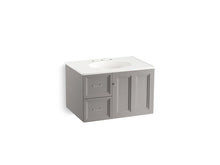 Load image into Gallery viewer, KOHLER K-99517-L-1WT Damask 30&amp;quot; wall-hung bathroom vanity cabinet with 1 door and 2 drawers on left
