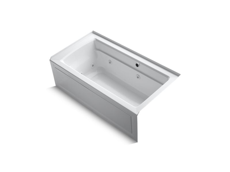 KOHLER K-1122-RAW Archer 60" x 32" alcove whirlpool bath with Bask heated surface, integral apron, integral flange and right-hand drain