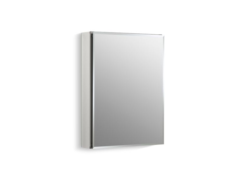 KOHLER K-CB-CLC2026FS 20" W x 26" H aluminum single-door medicine cabinet with mirrored door, beveled edges