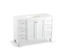 Load image into Gallery viewer, KOHLER K-99522-LGSD-1WA Damask 48&amp;quot; bathroom vanity cabinet with furniture legs, 2 doors and 6 drawers, split top drawers
