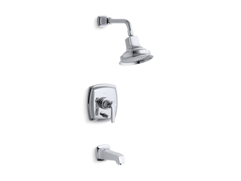KOHLER K-T16233-4 Margaux Rite-Temp pressure-balancing bath and shower faucet trim with push-button diverter and lever handle, valve not included