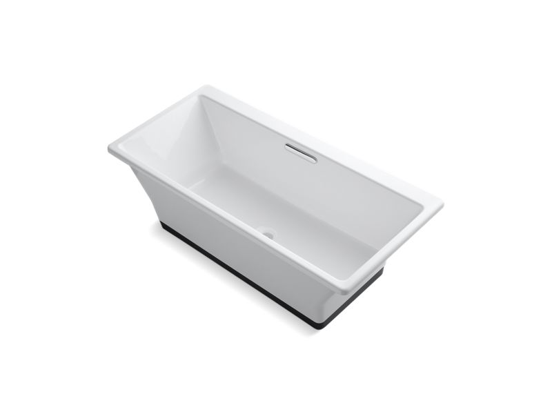 KOHLER Rêve 66-15/16" x 31-1/2" freestanding bath with Float installation and Brilliant Ash base without jet trim