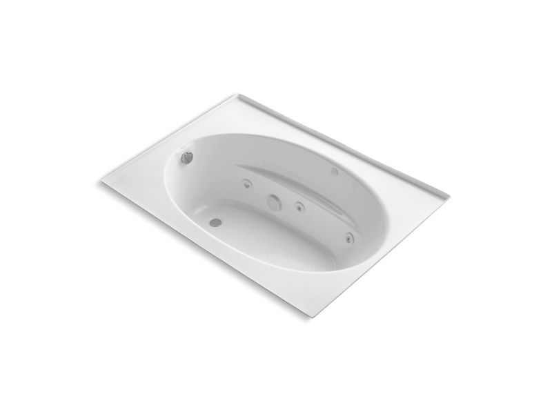KOHLER K-1112-FH-0 Windward 60" x 42" drop-in whirlpool with integral flange and heater