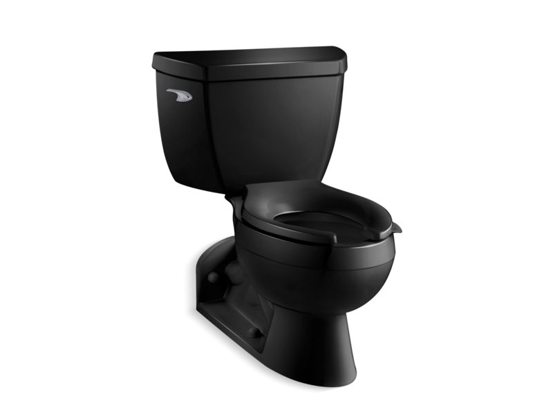 KOHLER 3652-7 Barrington Two-Piece Elongated 1.0 Gpf Toilet With Pressure Lite(R) Flushing Technology And Left-Hand Trip Lever in Black