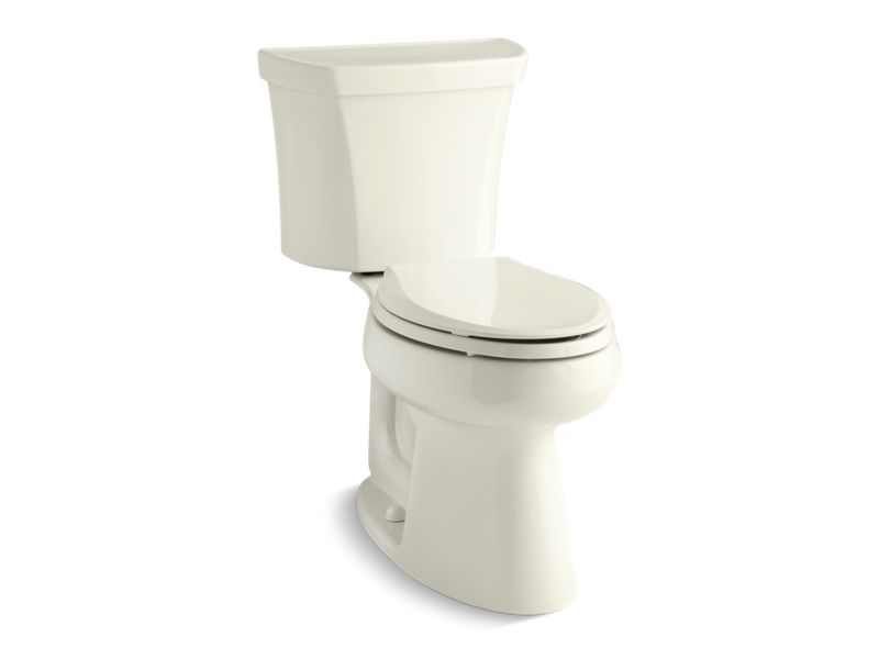 KOHLER 3999-TR-96 Highline Comfort Height Two-Piece Elongated 1.28 Gpf Chair Height Toilet With Right-Hand Trip Lever And Tank Cover Locks in Biscuit