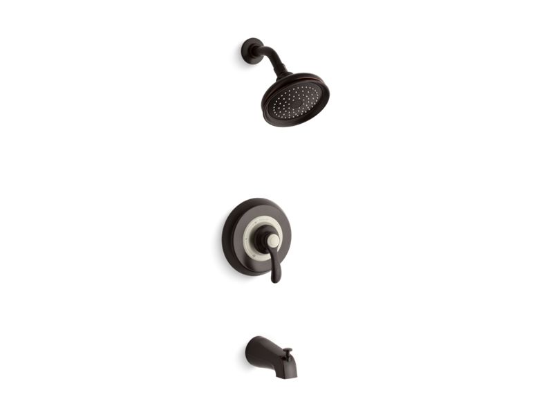KOHLER TS12007-4-2BZ Fairfax Rite-Temp Bath And Shower Trim Set With Npt Spout, Valve Not Included in Oil-Rubbed Bronze