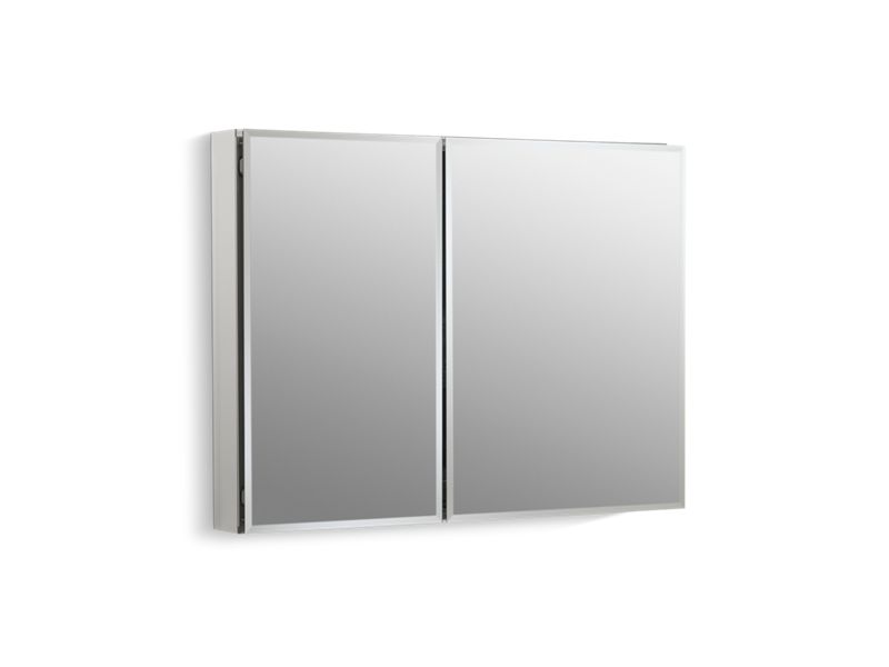 KOHLER K-CB-CLC3526FS 35" W x 26" H aluminum two-door medicine cabinet with mirrored doors, beveled edges