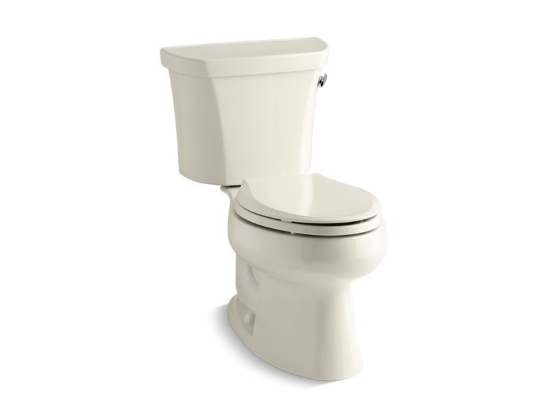 KOHLER 3998-TR-47 Wellworth Two-Piece Elongated 1.28 Gpf Toilet With Right-Hand Trip Lever And Tank Cover Locks in Almond