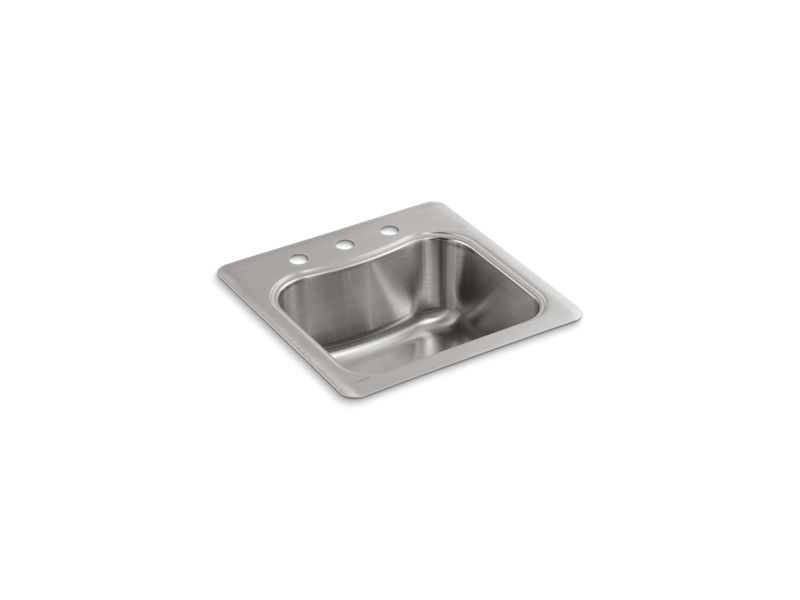 KOHLER K-3363-3 Staccato 20" x 20" x 8-5/16"top-mount single-bowl bar sink with 3 faucet holes