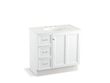 Load image into Gallery viewer, KOHLER K-99520-TKL-1WA Damask 36&amp;quot; bathroom vanity cabinet with toe kick, 1 door and 3 drawers on left
