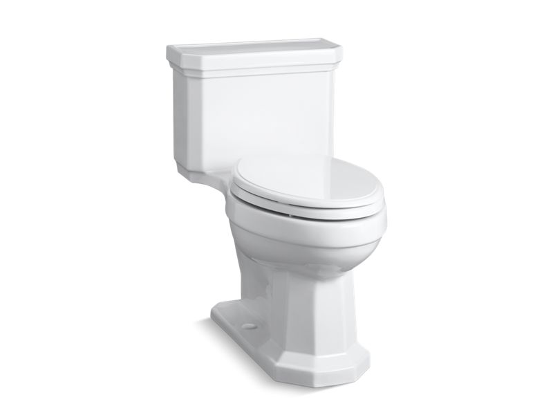 KOHLER K-3940-RA Kathryn One-piece compact elongated 1.28 gpf chair height toilet with right-hand trip lever, and slow close seat