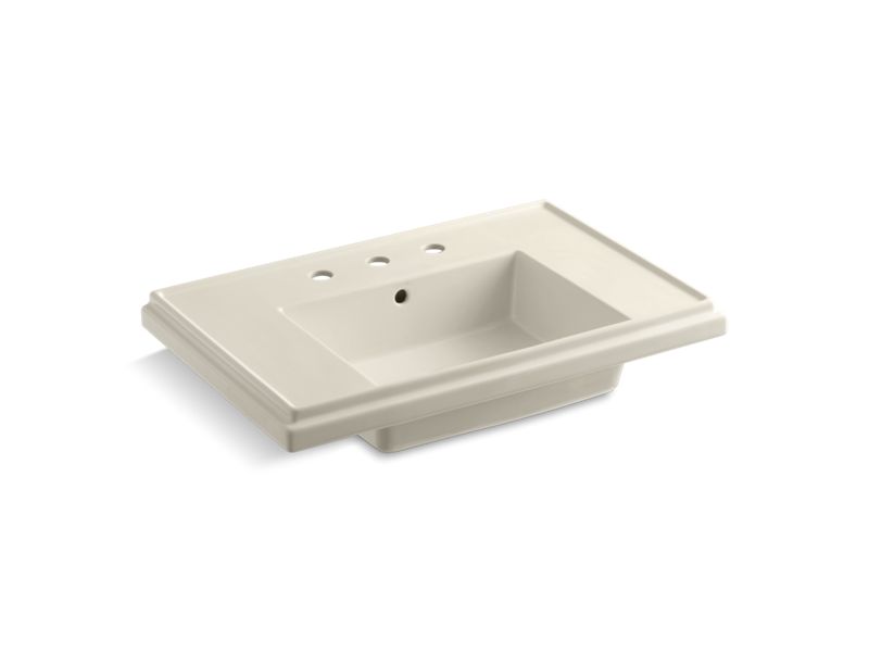 KOHLER Tresham 30" pedestal bathroom sink basin with 8" widespread faucet holes
