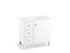 KOHLER K-99507-LGL-1WA Jacquard 36" bathroom vanity cabinet with furniture legs, 1 door and 3 drawers on left