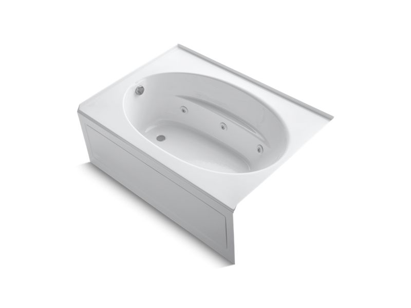 KOHLER K-1112-HL-0 Windward 60" x 42" alcove whirlpool with integral apron, left-hand drain and heater