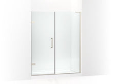 Load image into Gallery viewer, KOHLER 27618-10L-BNK Composed 58&amp;quot;–58-3/4&amp;quot; W X 71-1/2&amp;quot; H Frameless Pivot Shower Door With 3/8&amp;quot; Crystal Clear Glass And Back-To-Back Vertical Door Pulls in Anodized Brushed Nickel
