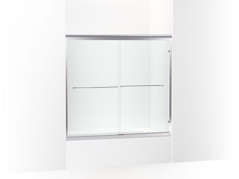 KOHLER Fluence 52" - 57" W x 55-1/2" H sliding bath door with 1/4" thick Crystal Clear glass