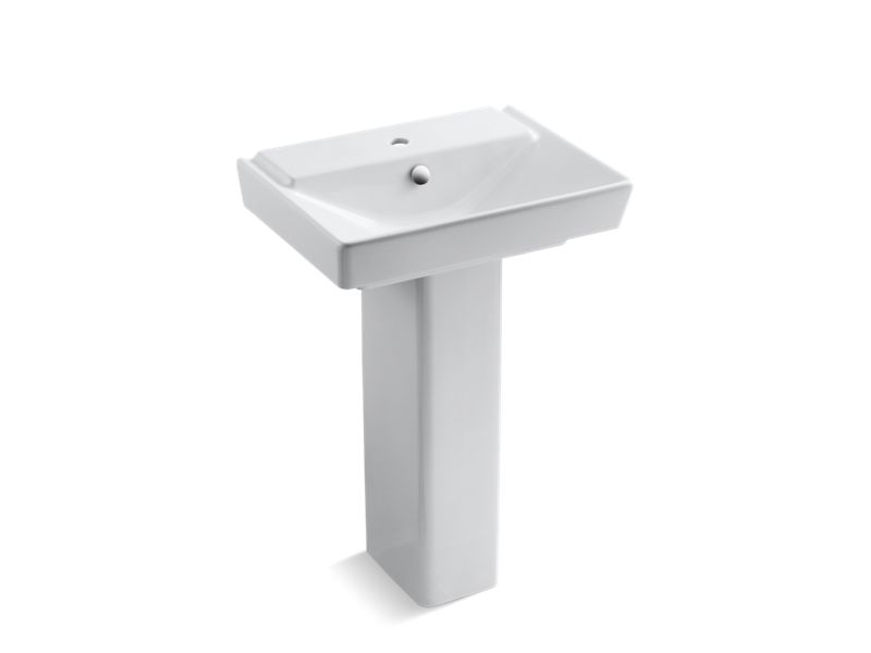 KOHLER 5152-1-0 Rêve 23" Pedestal Bathroom Sink With Single Faucet Hole in White